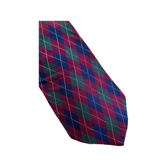 Vintage Brooks Brothers 346 90s Silk Necktie Argyle - Picture 3 of 4